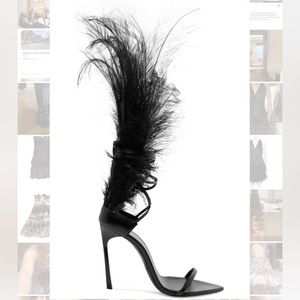 Yves saint Laurent talitha feather heels brand new in box Sz 371/2